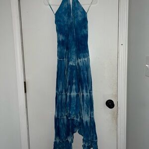 Advance Apparels Blue Tie-Dye Backless Dress